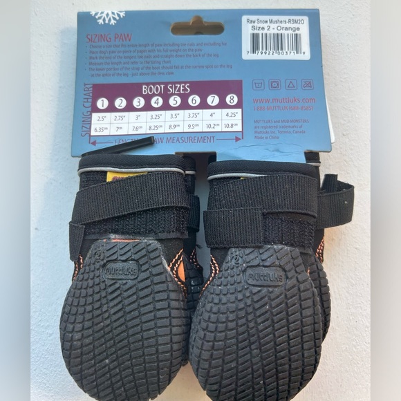 Muttluks Snow Mushers dog booties black/orange size 2 - Picture 3 of 5
